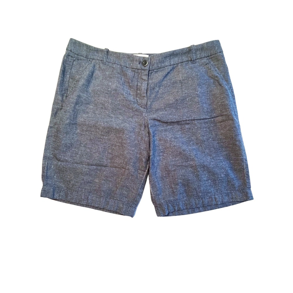 J.Crew Women's Linen Blend Bermuda Shorts Size 14 Chambray Preppy Coastal Staple